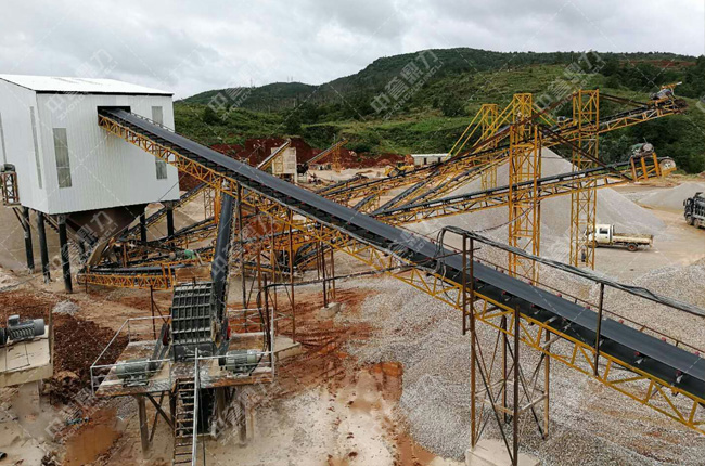 云南玉溪白家山石場時(shí)產(chǎn)600噸石子生產(chǎn)線